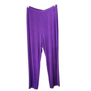Slinky Brand Pants Womens 2X XXL 38x27 Purple Pull On Straight Stretch Travel